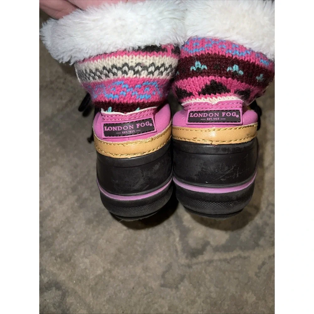 London Fog Little Girls Size 11 Brown Lace Up Winter Snow Lined‎ Boots
